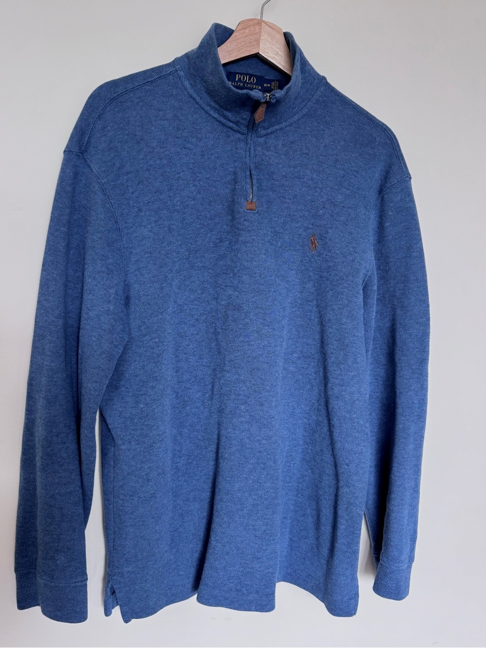Men’s Polo Ralph Lauren Blue Half-Zip Pullover Blue Grey Size Medium
